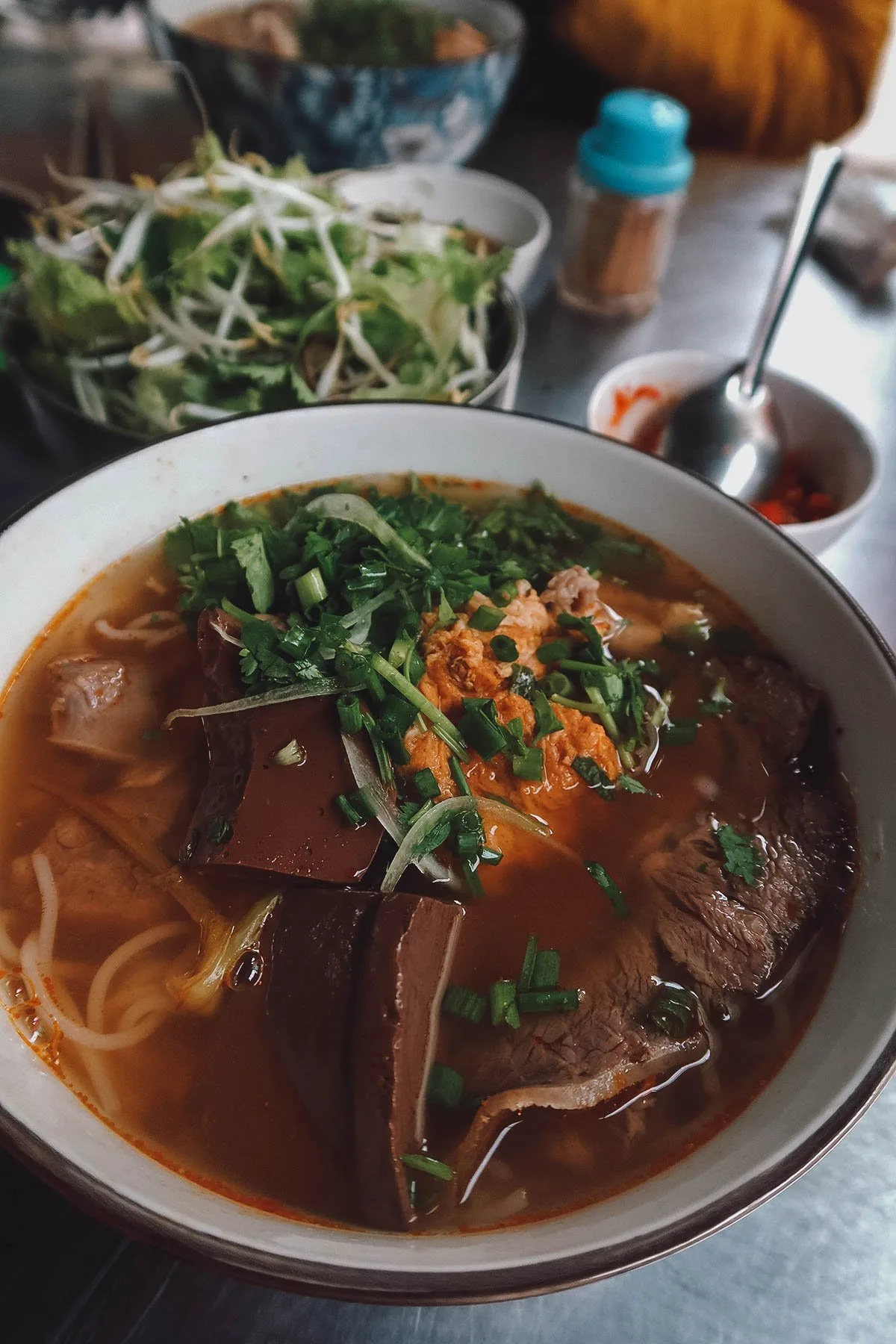 Bun bo at Mu Roi restaurant in Hue, Vietnam