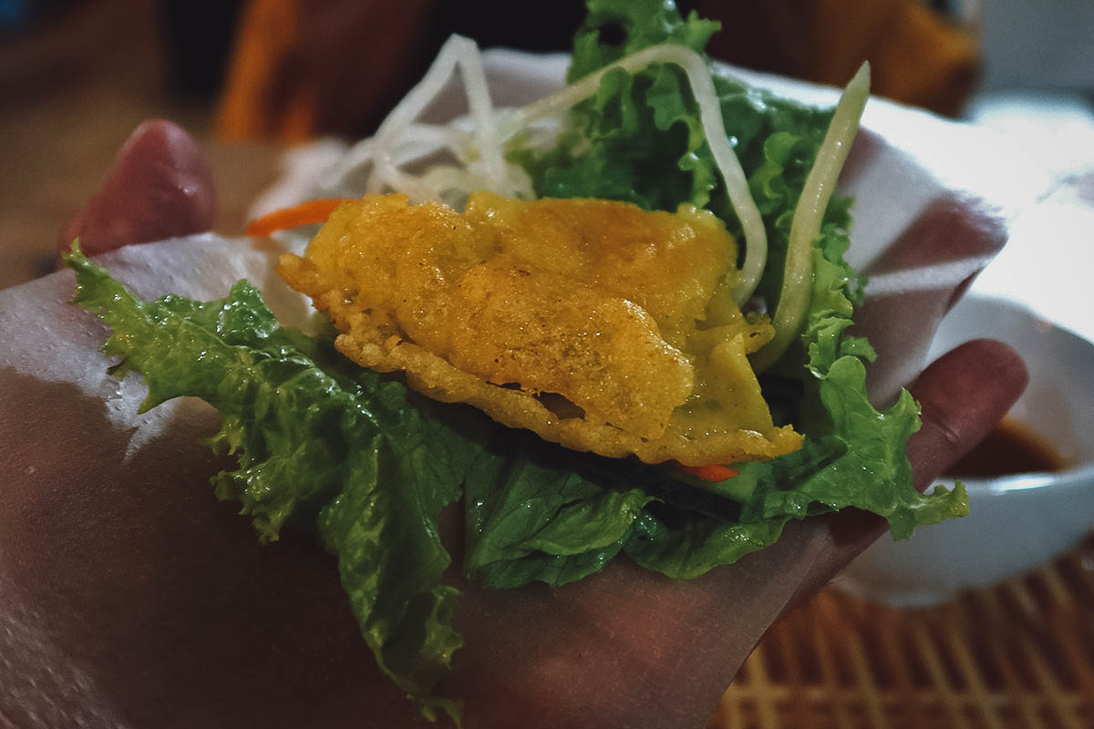 Banh khoai at Cozy restaurant in Hue, Vietnam