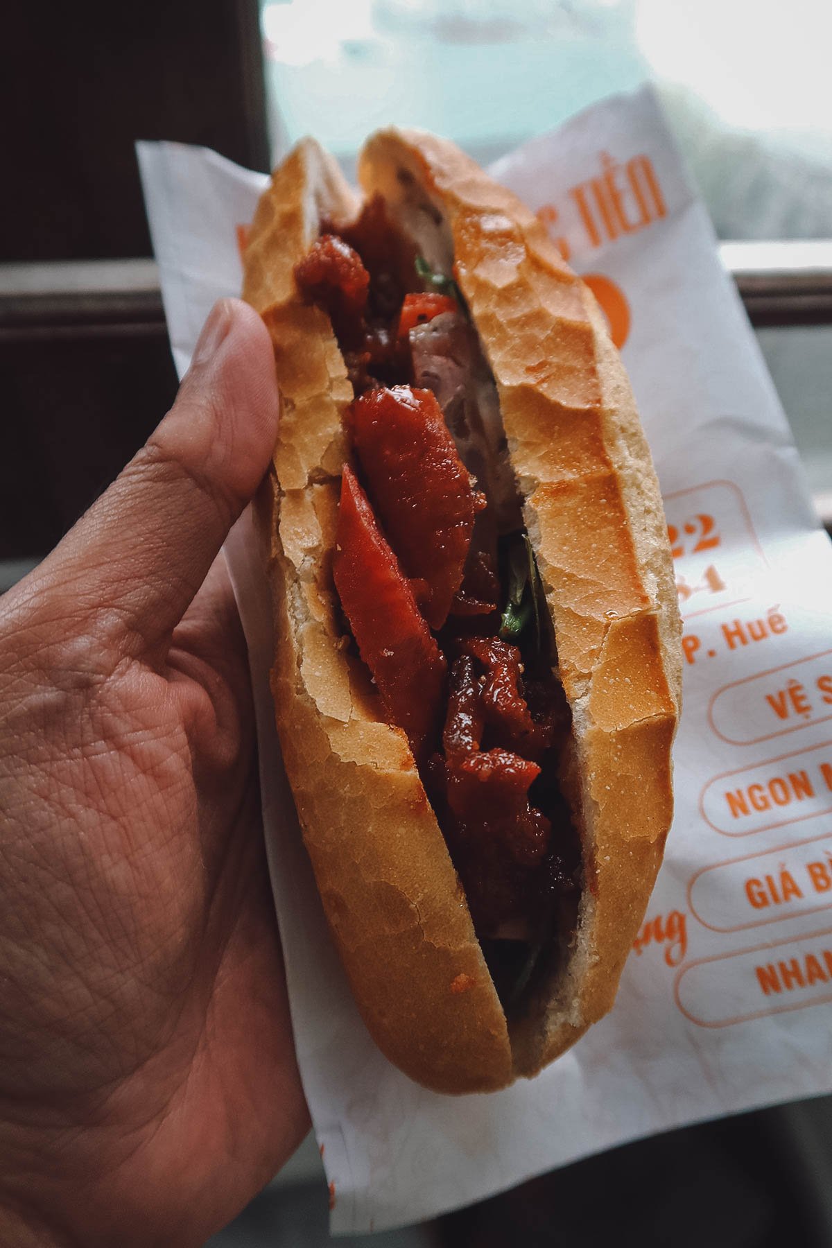 Banh mi at O Tho restaurant in Hue, Vietnam