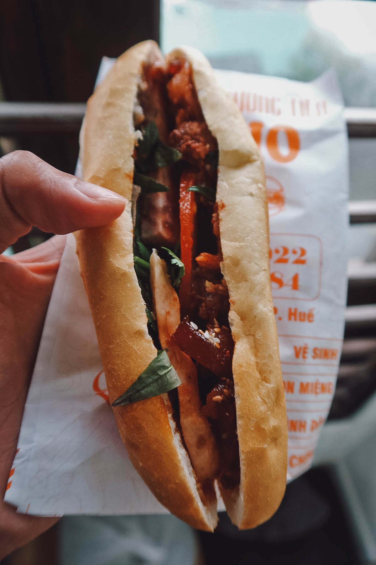 Banh mi at O Tho restaurant in Hue, Vietnam