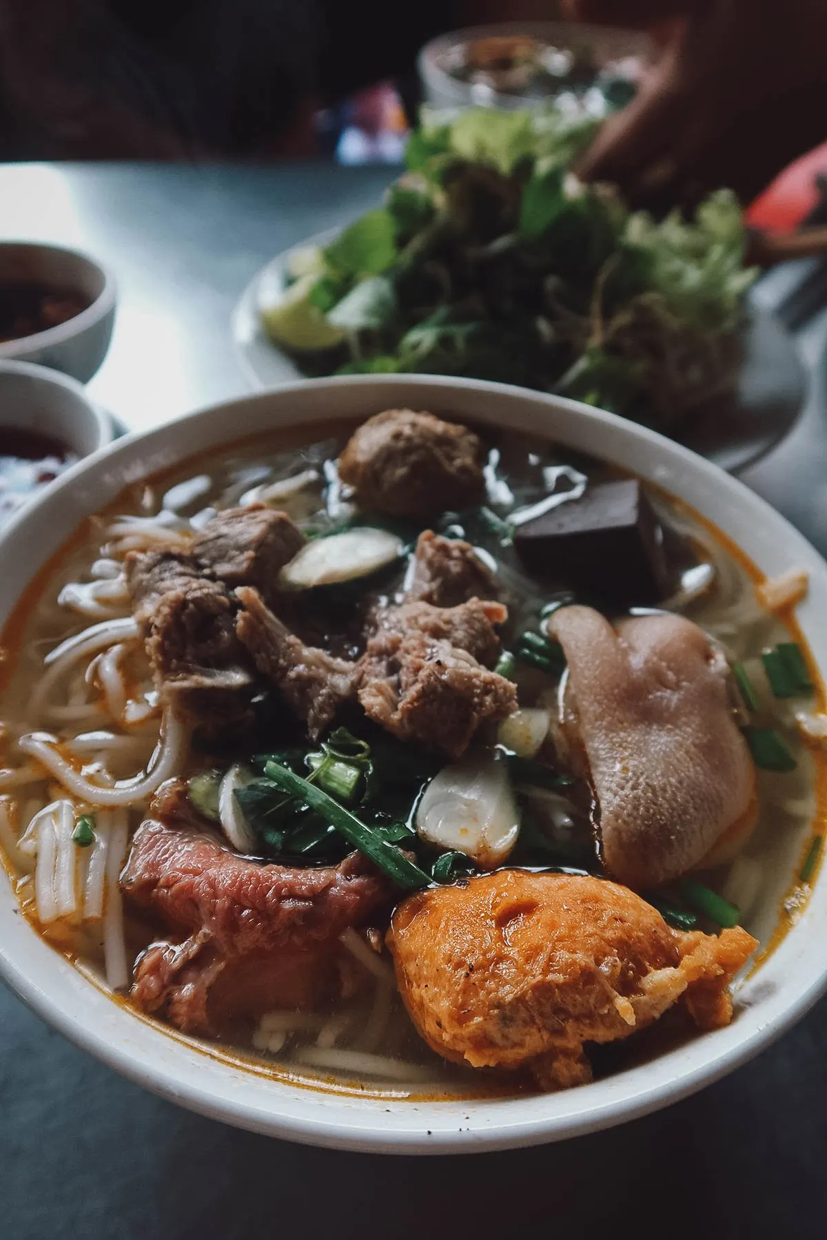 Bun bo at Quan Cam restaurant in Hue, Vietnam