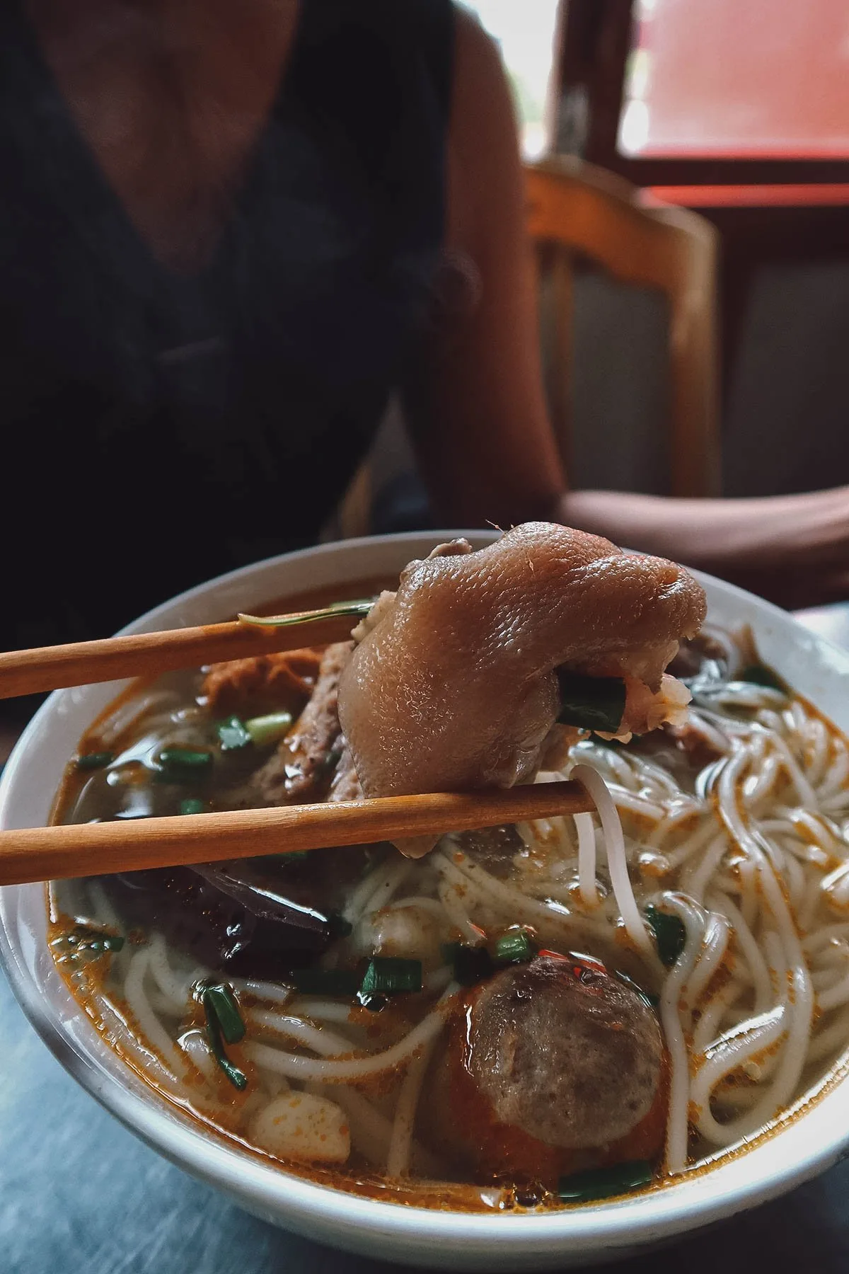 Bun bo at Quan Cam restaurant in Hue, Vietnam