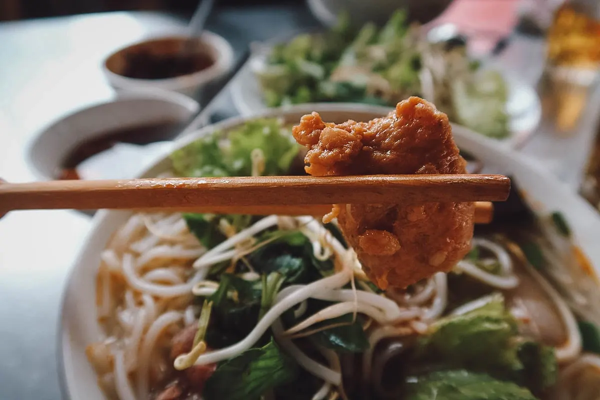 Bun bo at Quan Cam restaurant in Hue, Vietnam