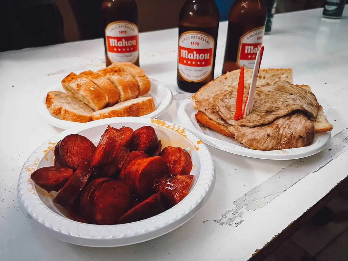 Spanish tapas and beer in Madrid