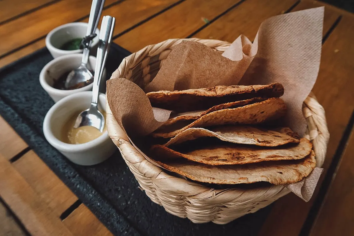 Tortillas from a restaurant in Mexico City