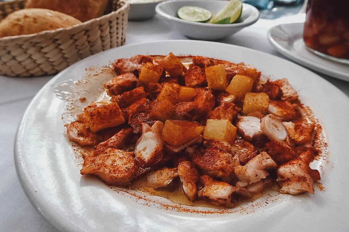 Octopus dish from Entremar restaurant in Mexico City