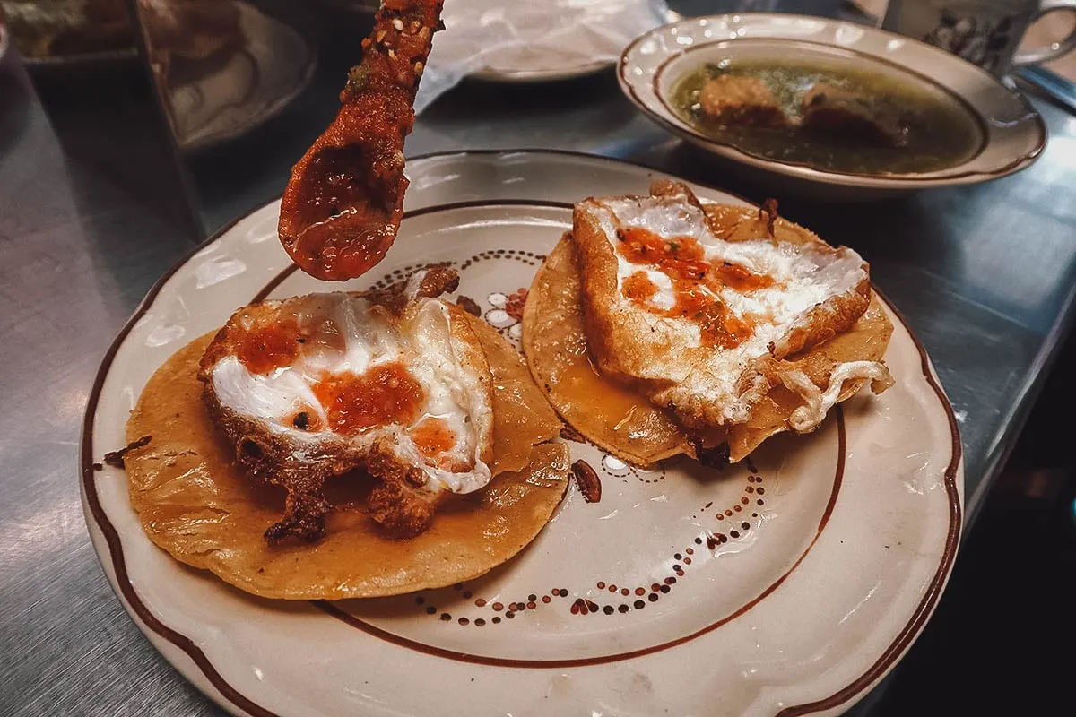 Egg dish at Fonda Margarita restaurant in Mexico City