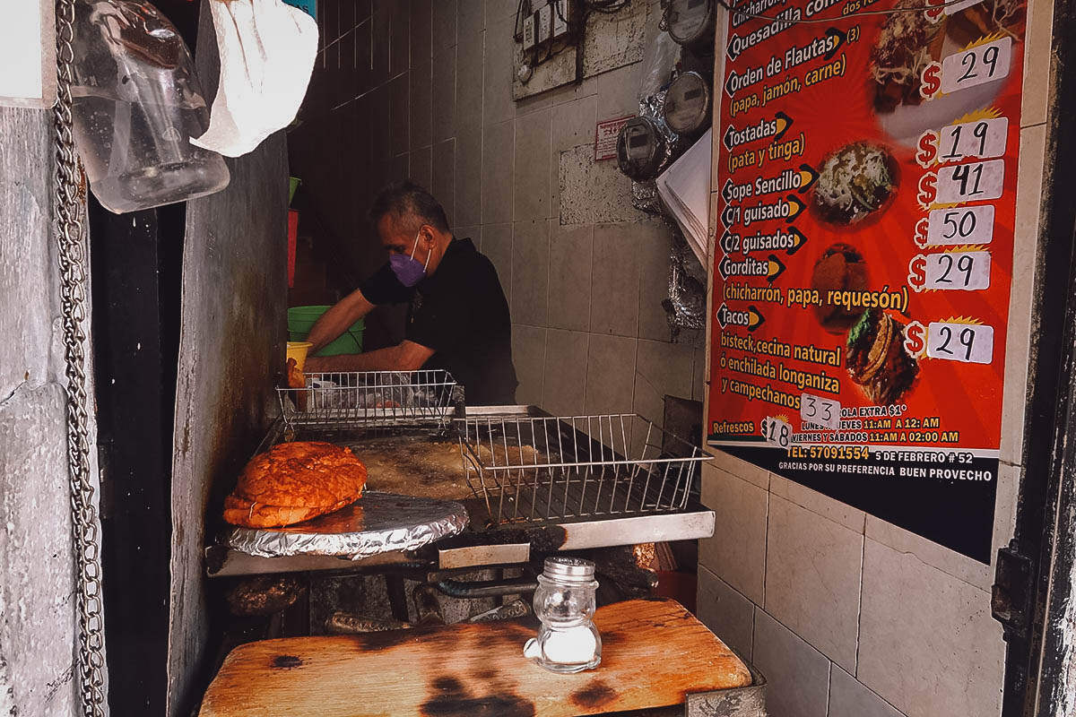 Las Escaleras street food stall in Mexico City