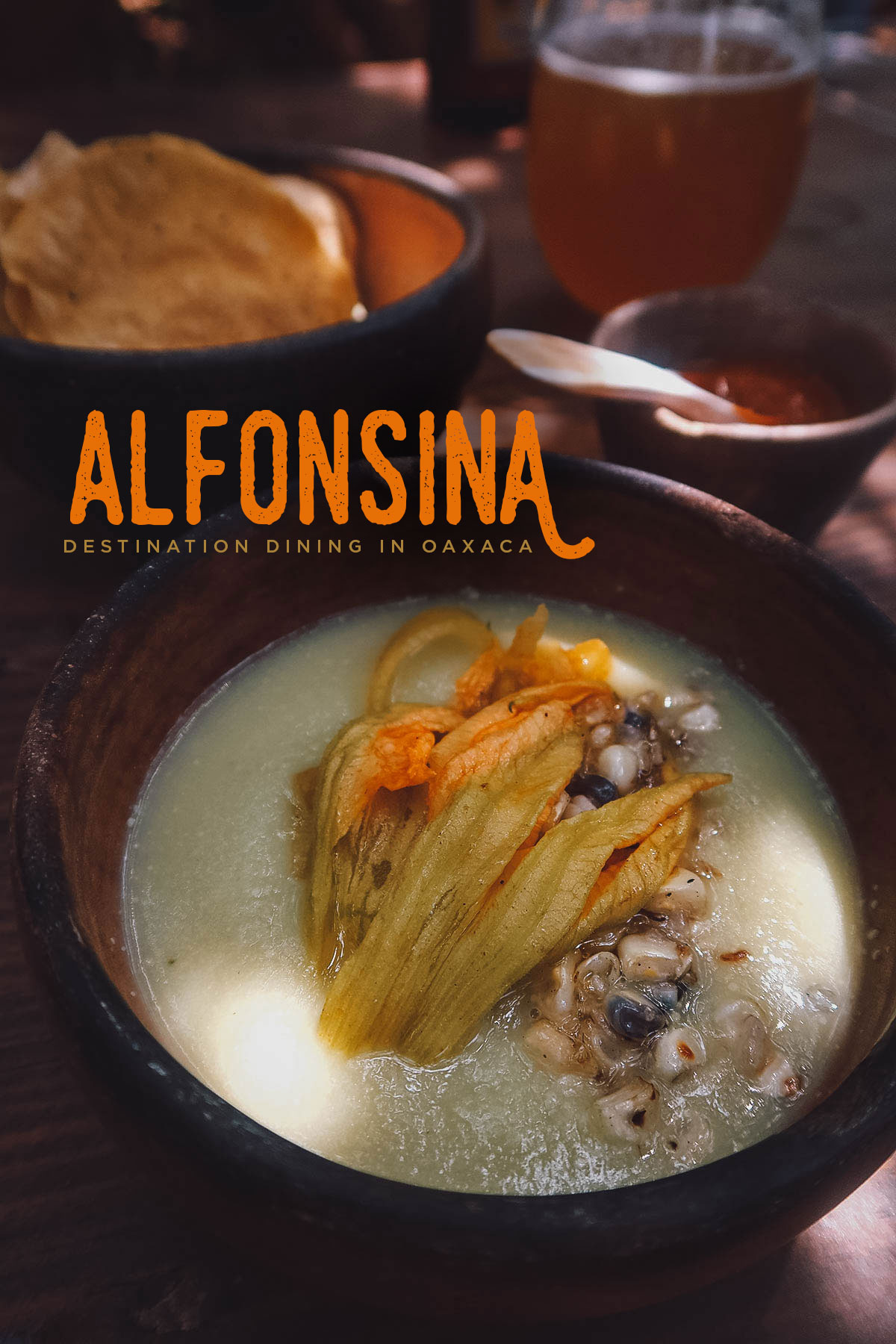 Squah blossom soup at Alfonsina, Oaxaca