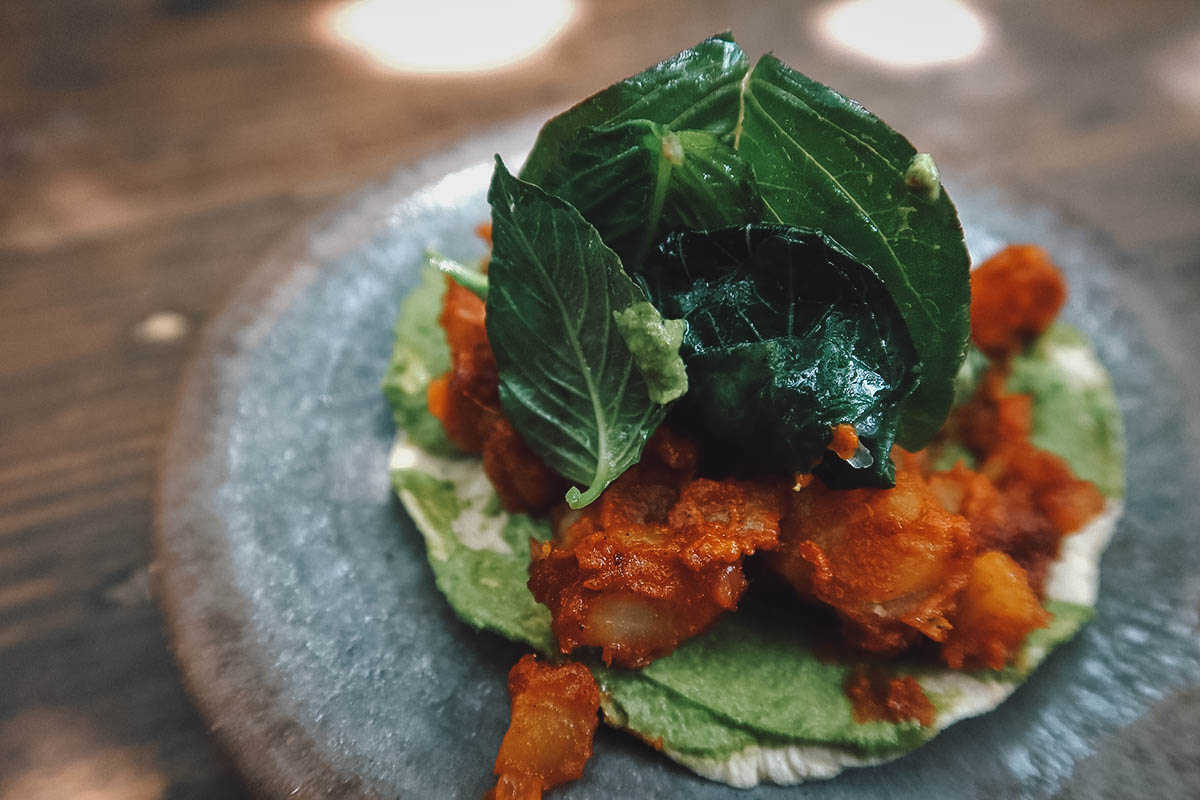 Taco at Alfonsina restaurant in Oaxaca, Mexico