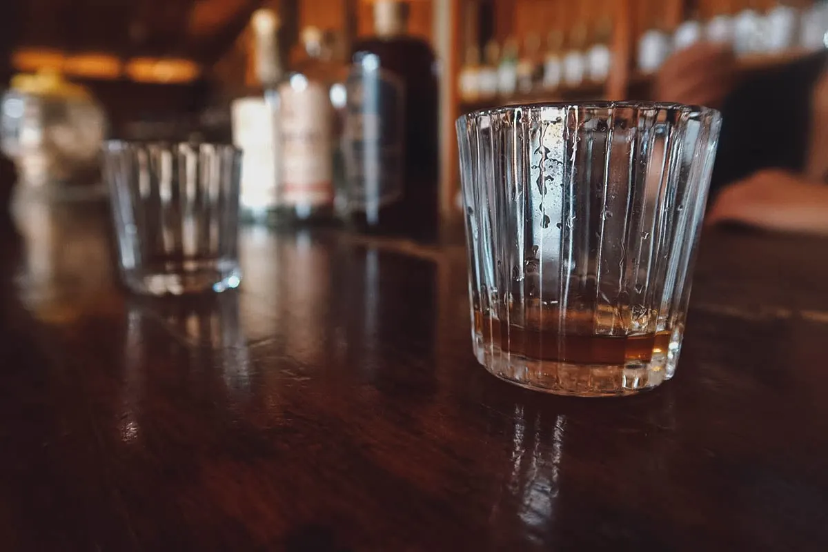 Mezcal shot at Mezcal Espina Dorada in Oaxaca, Mexico