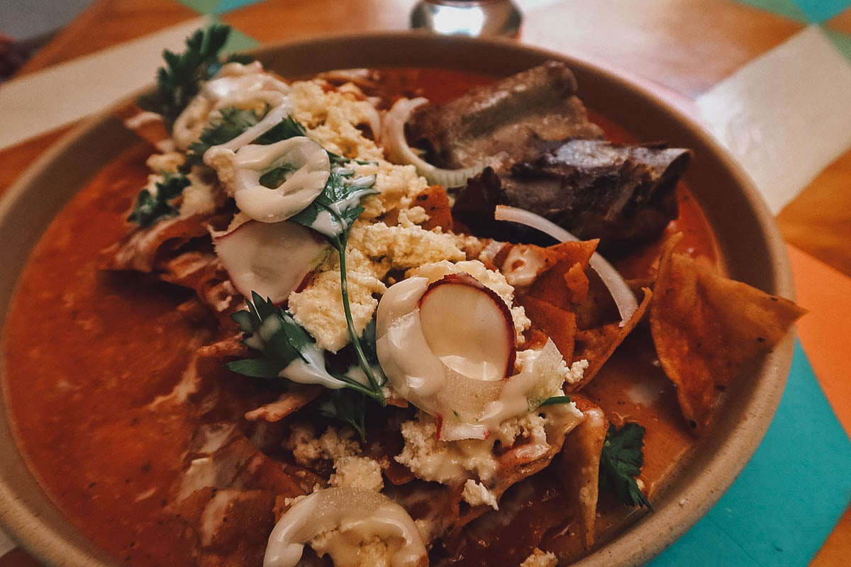 Chilaquiles at Casa Taviche in Oaxaca City