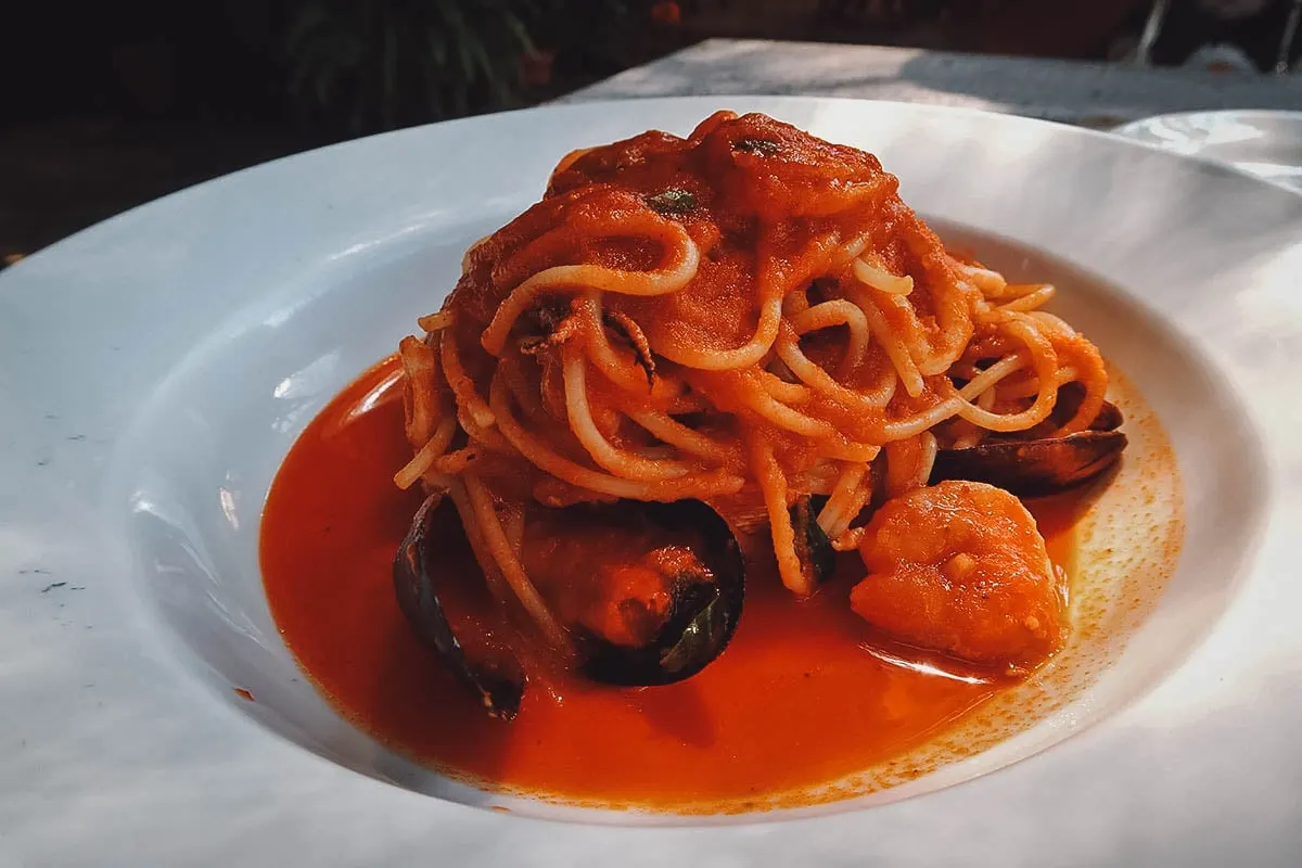 Pasta dish at Fagioli restaurant in Oaxaca City