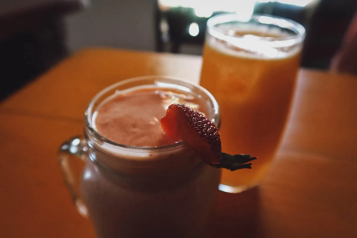 Fruit shakes at Las Chilmoleras restaurant in Oaxaca City