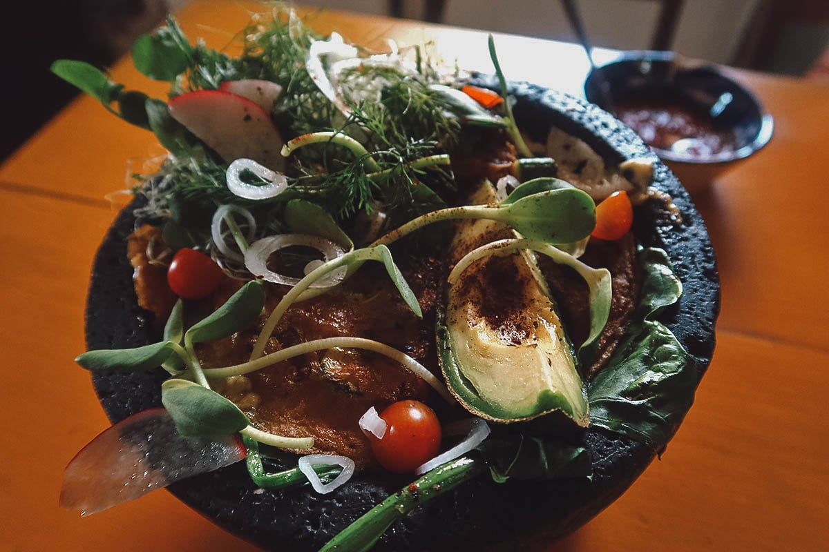 Molcajete salad at Las Chilmoleras restaurant in Oaxaca City