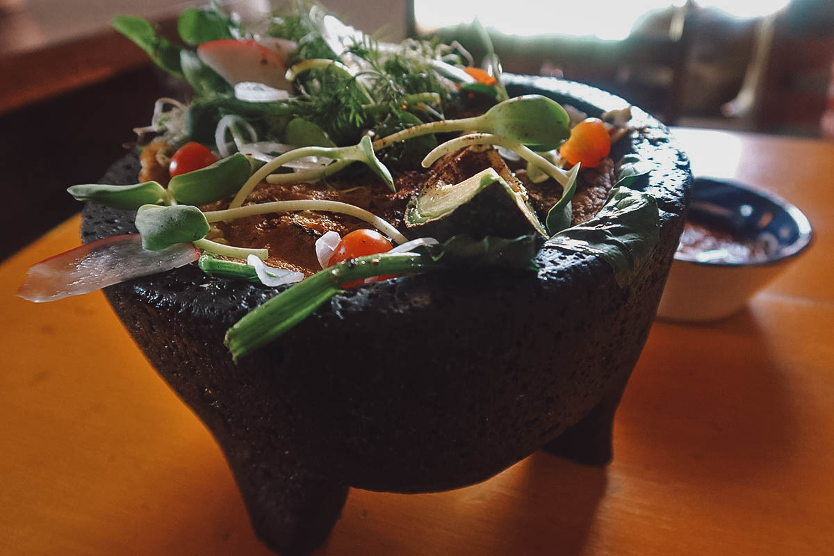 Molcajete salad at Las Chilmoleras restaurant in Oaxaca City