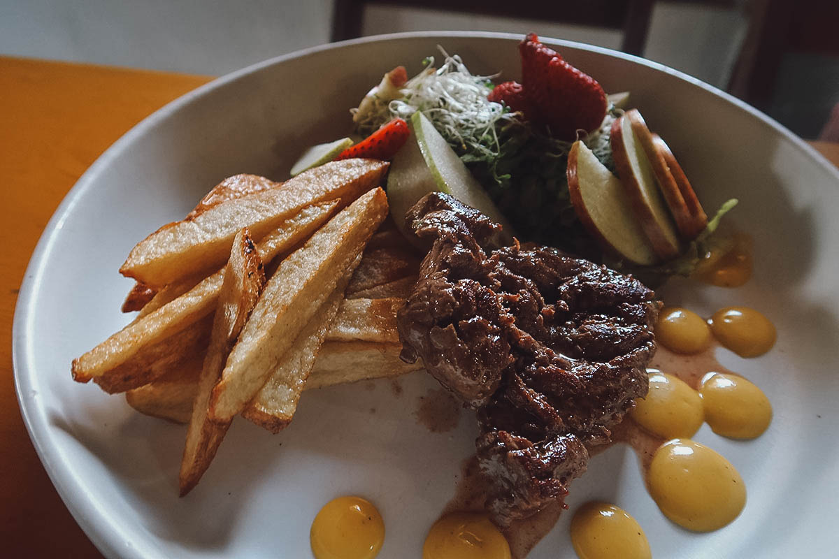 Steak breakfast at Las Chilmoleras restaurant in Oaxaca City