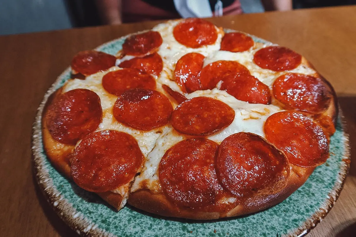 Pizza at Pannela restaurant in Oaxaca City