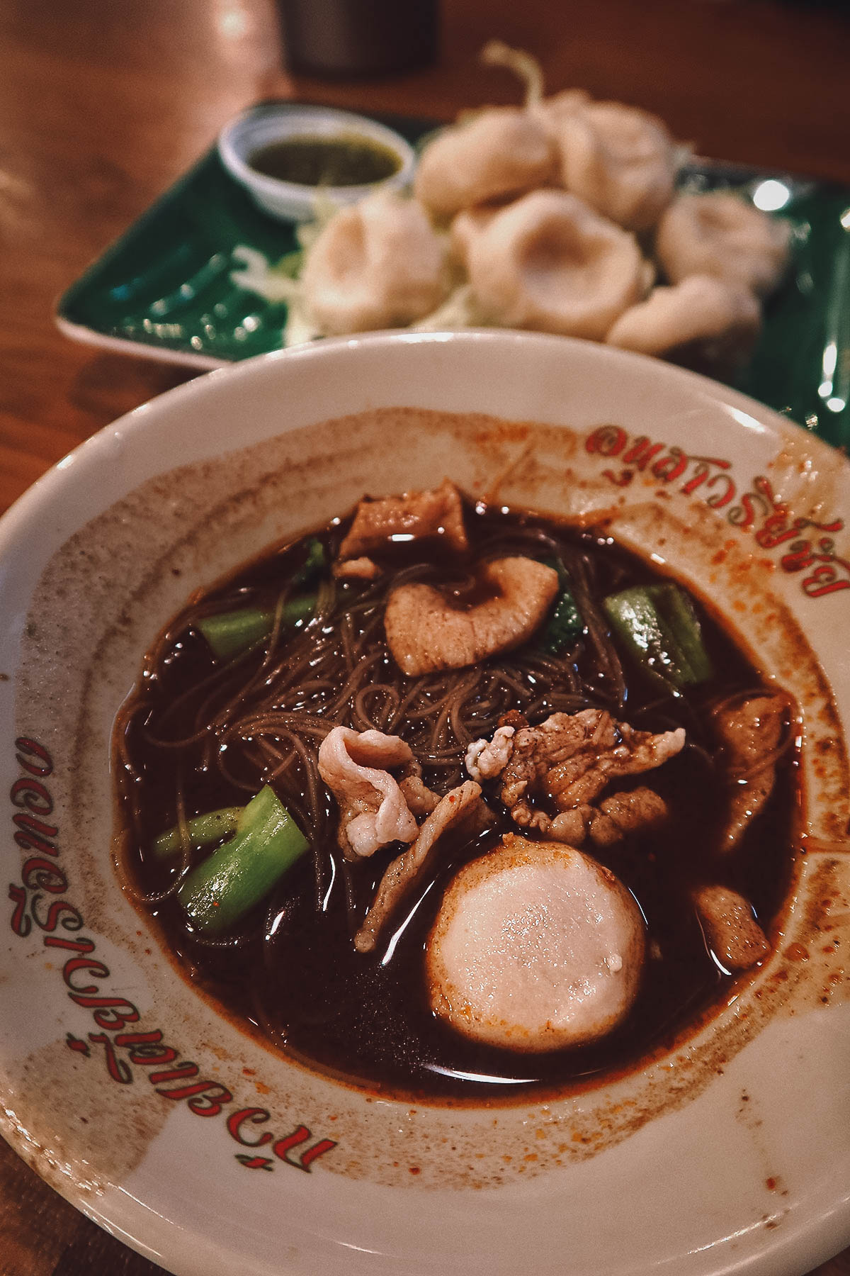 Boat noodles in Bangkok, Thailand