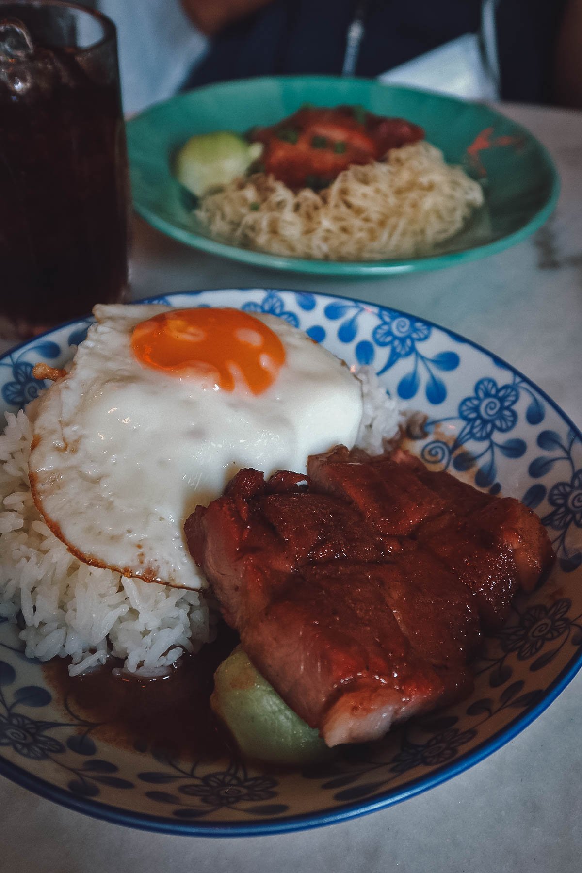 Barbecued pork over rice in Bangkok, Thailand