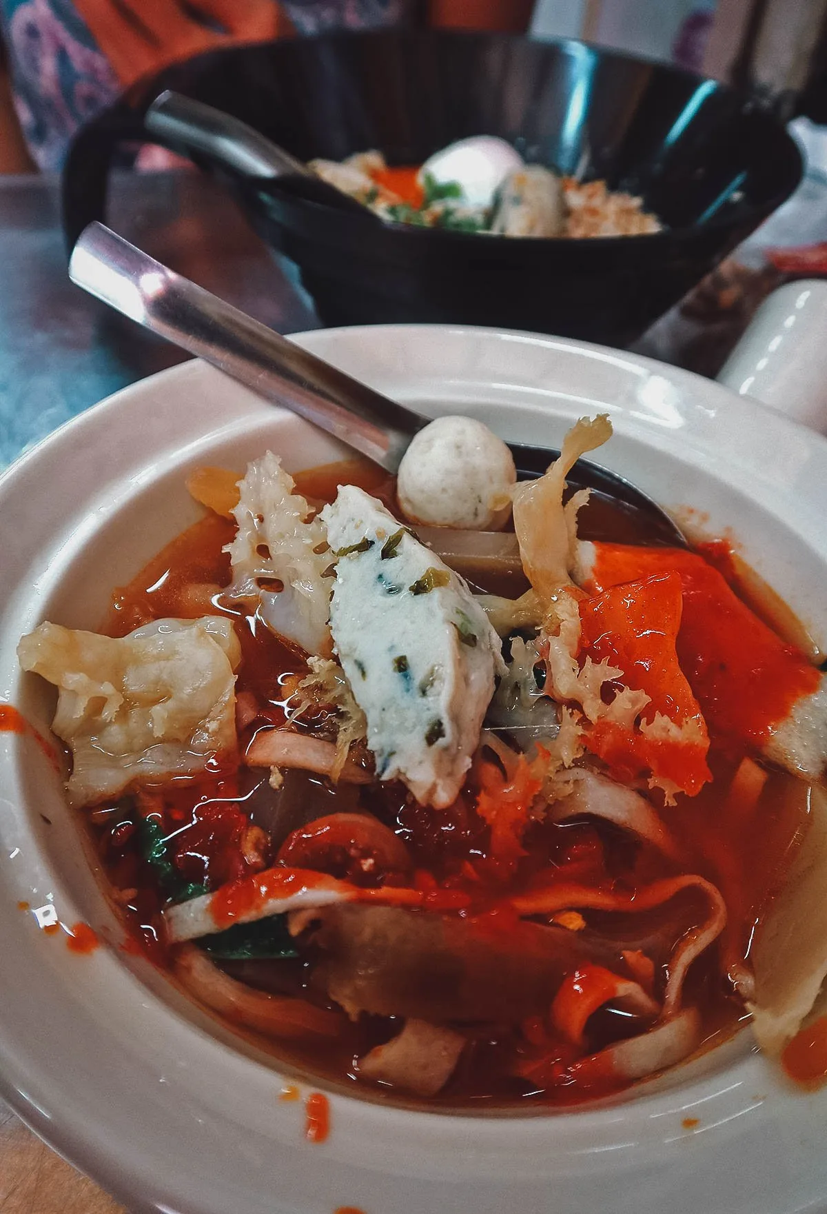 Fishball noodle dish in Bangkok