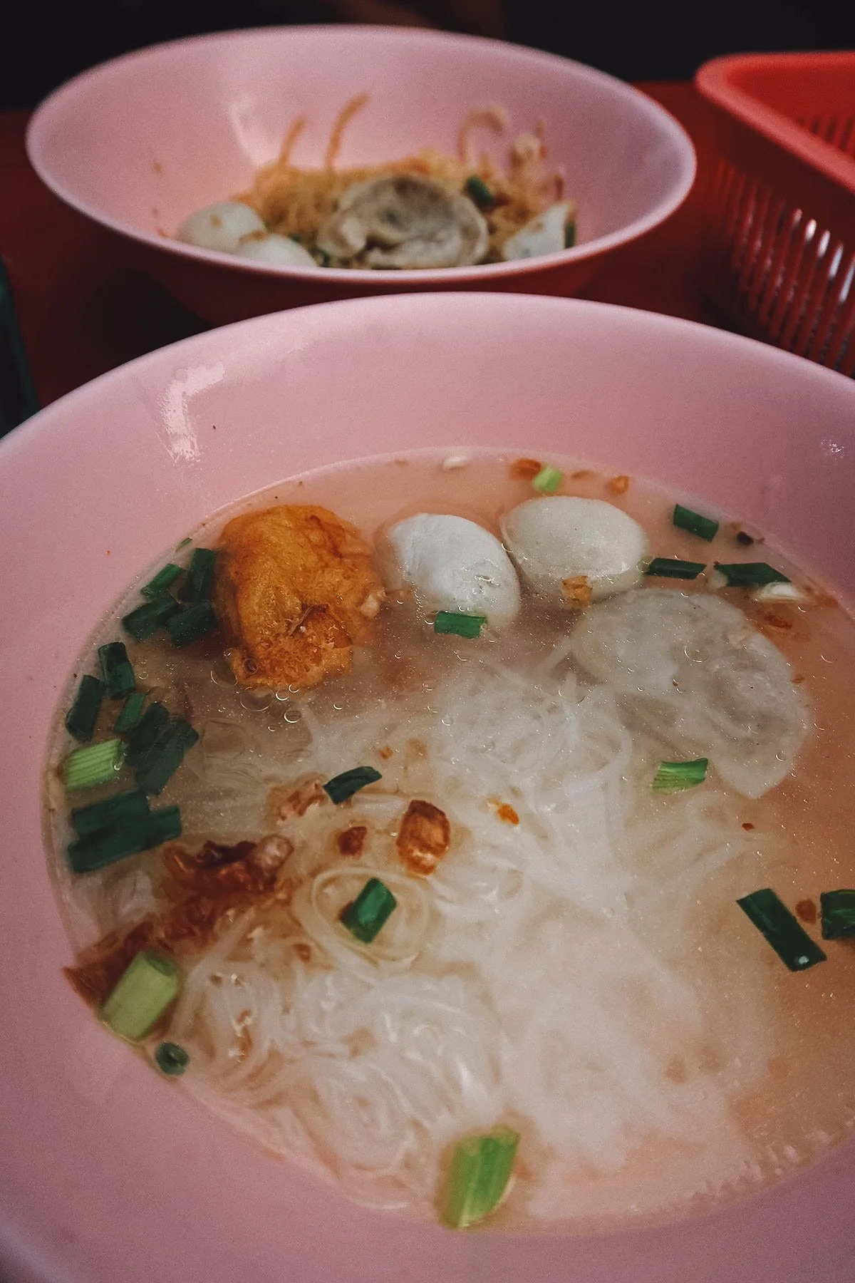 Fishball noodle dish in Bangkok