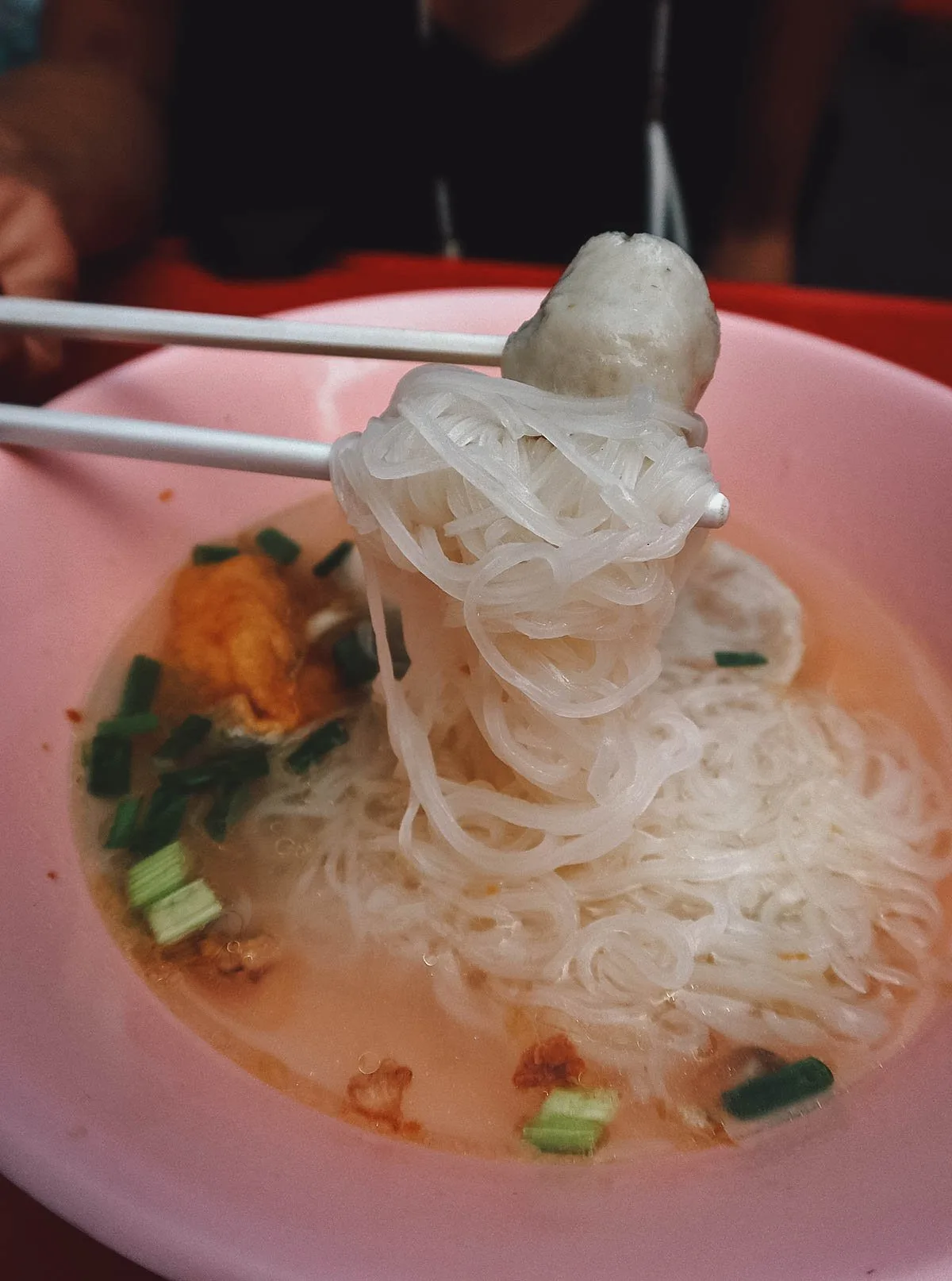 Fishball noodle dish in Bangkok