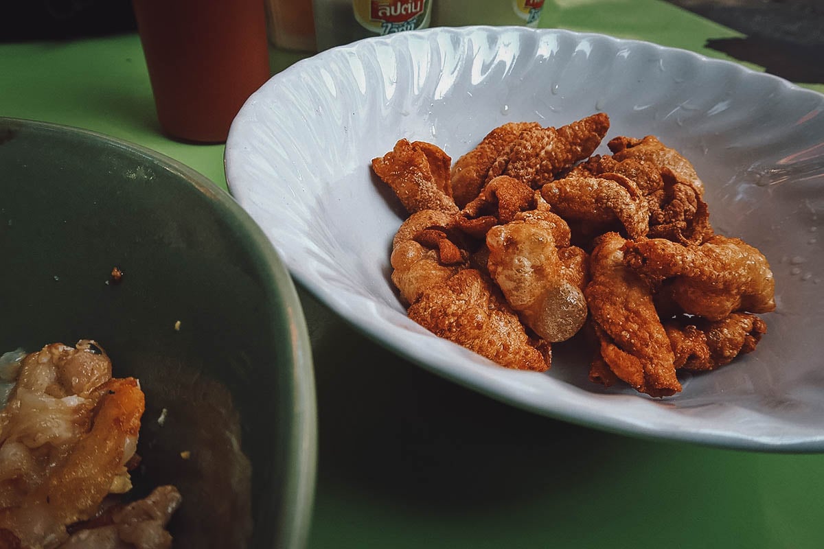 Fried chicken skin in Bangkok