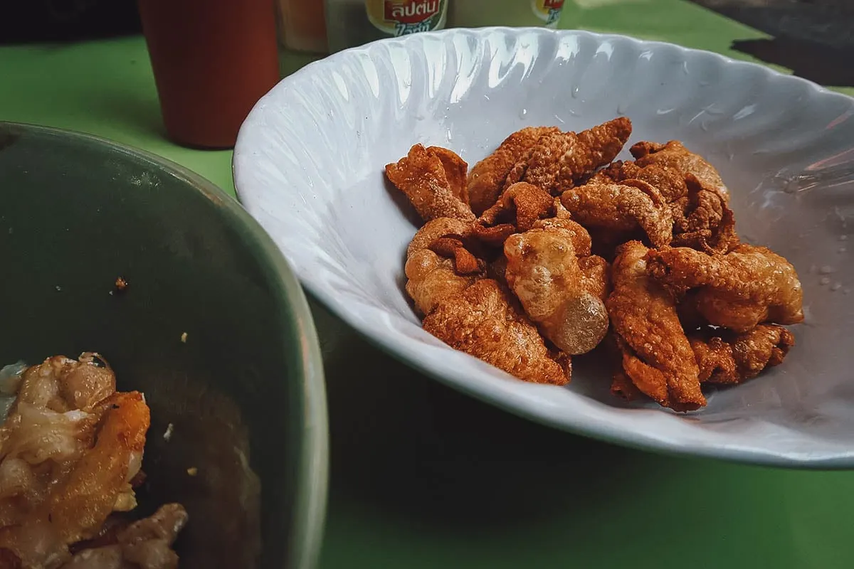 Fried chicken skin in Bangkok