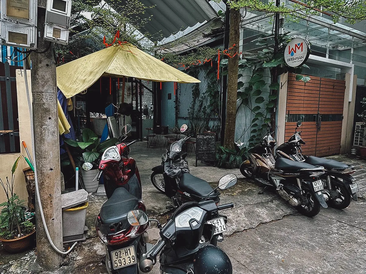 Entrance to Brewman Coffee Concept in Da Nang, Vietnam