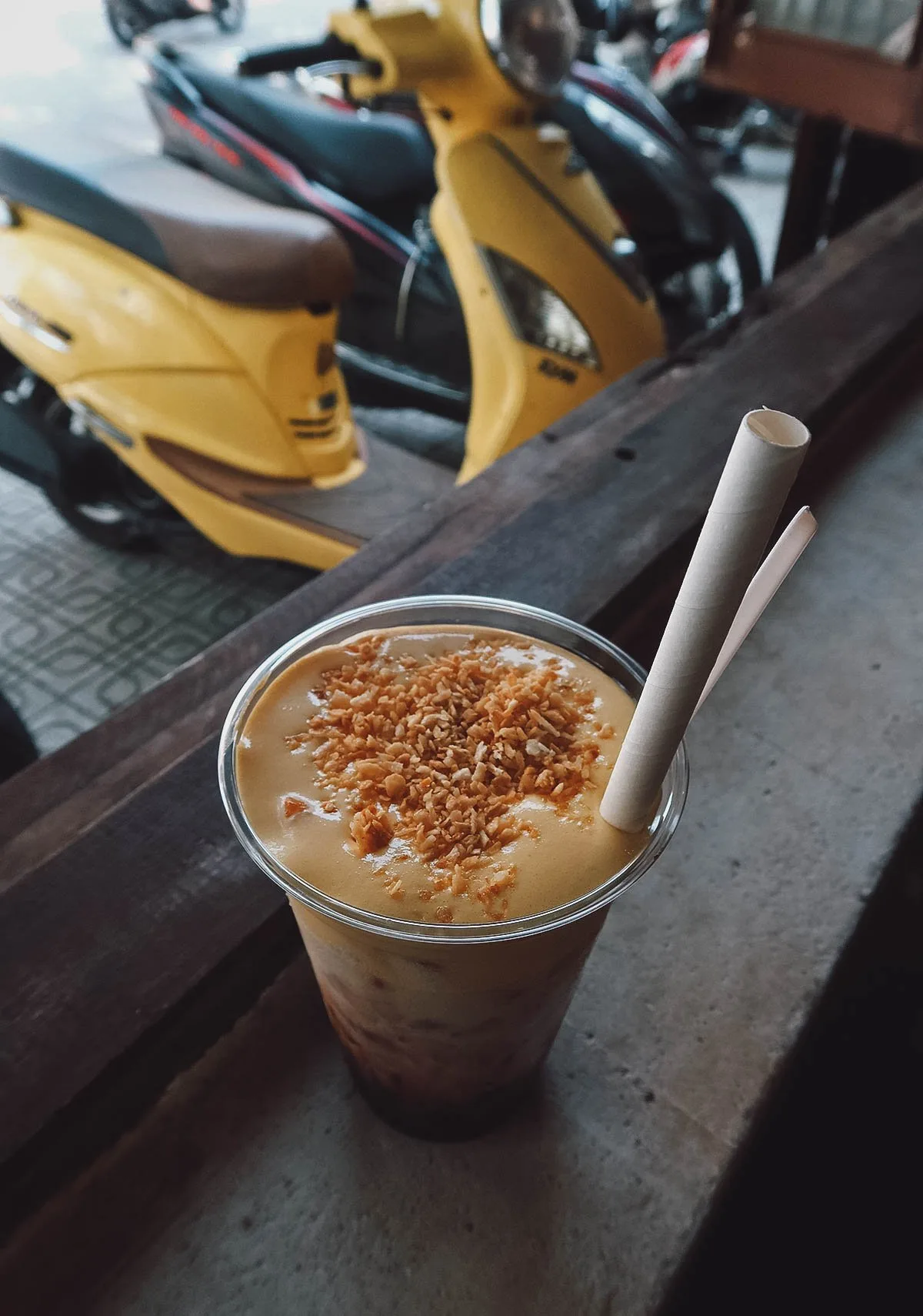 Egg coffee at a cafe in Danang, Vietnam