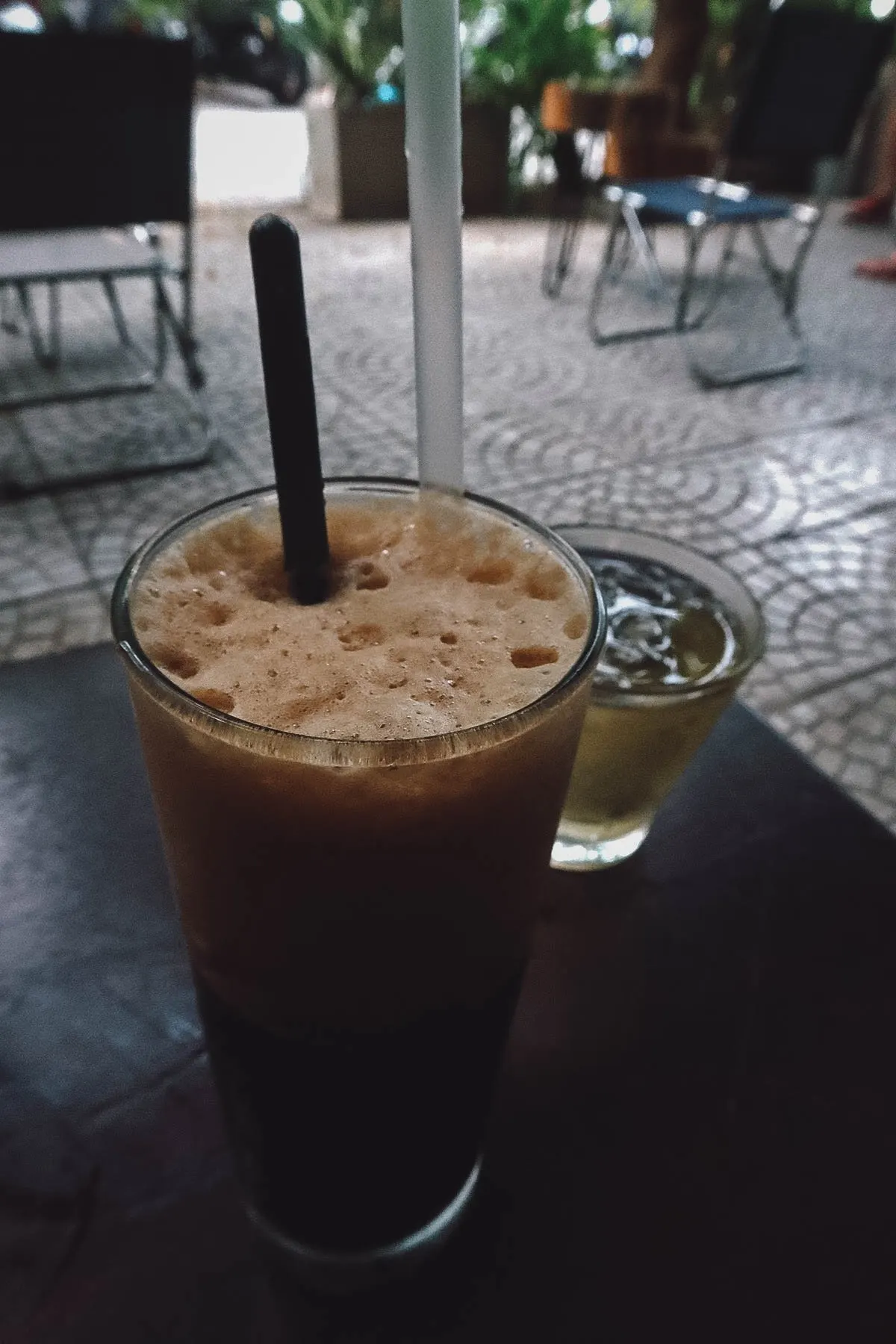 Iced black coffee at a cafe in Danang, Vietnam