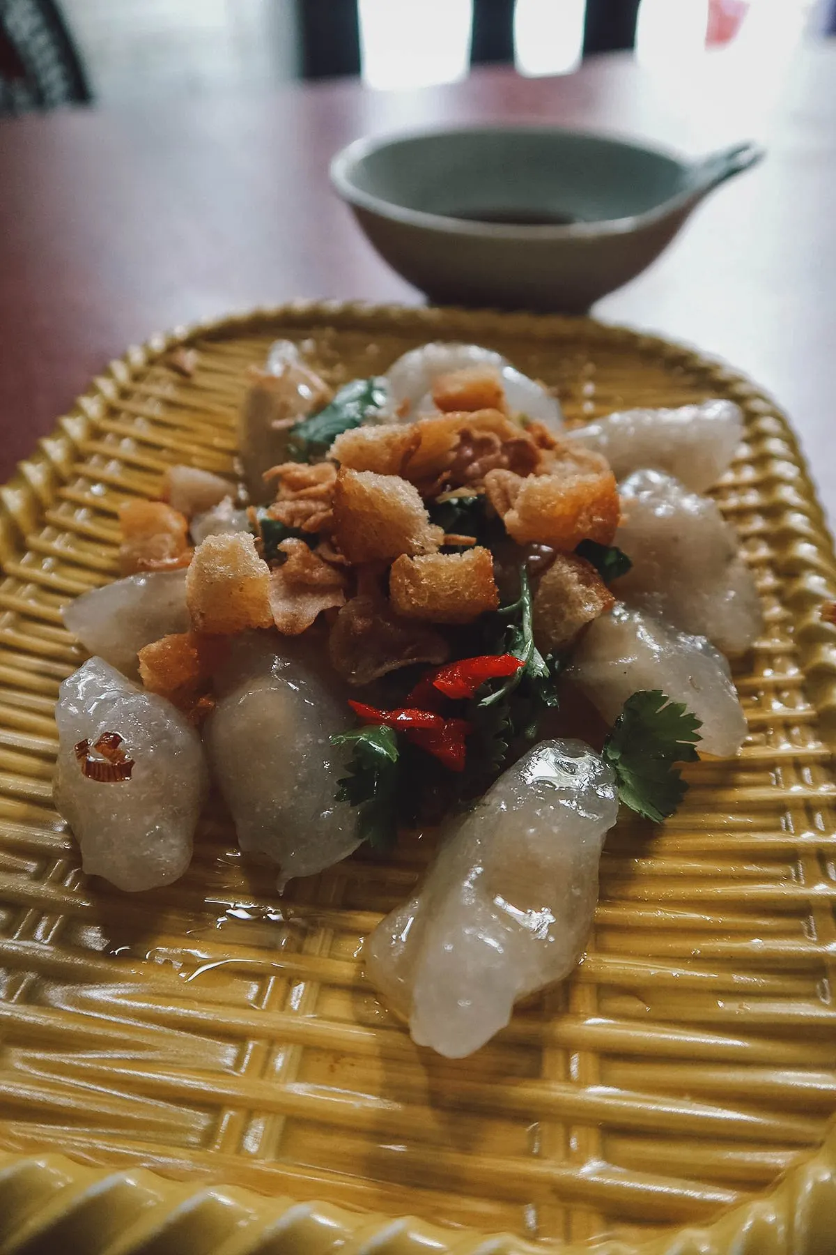 Vegetarian dumplings at a restaurant in Da Nang