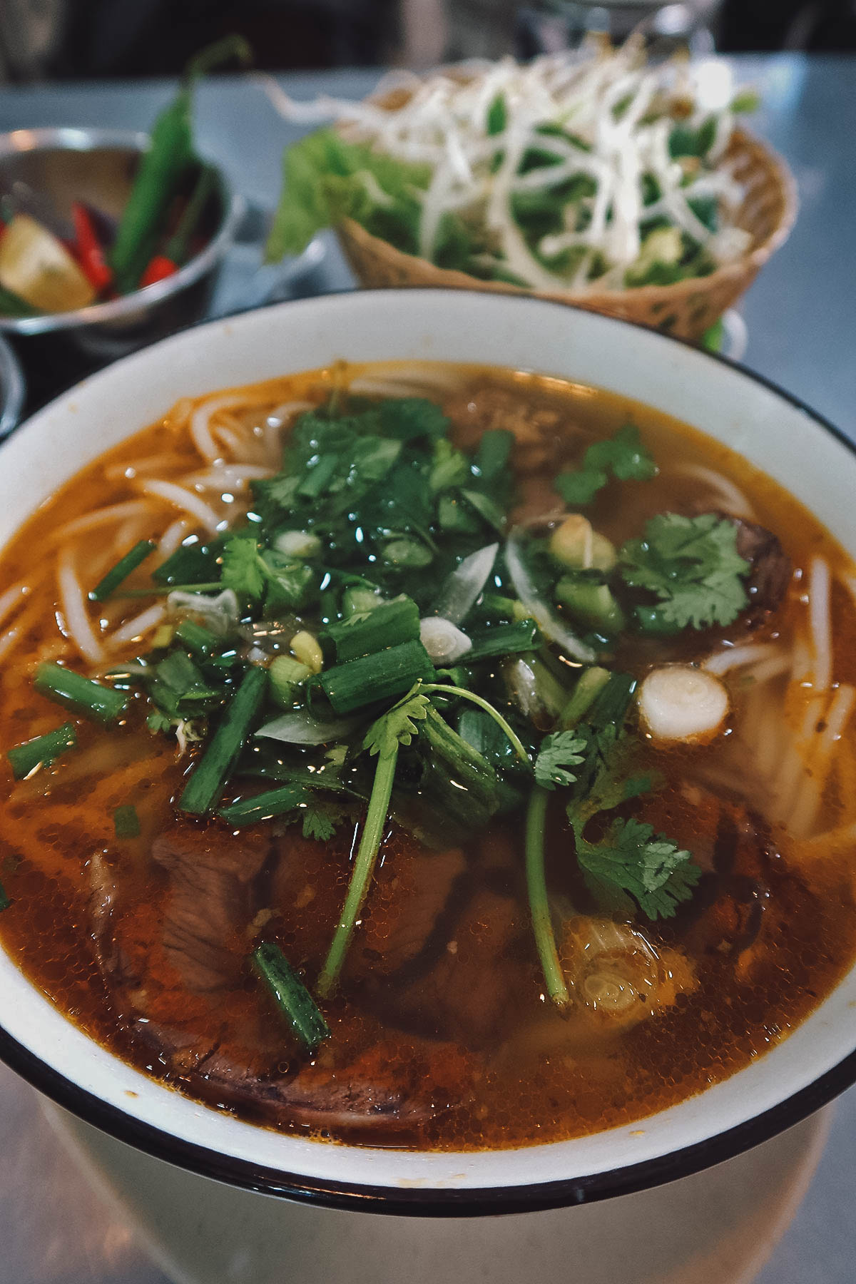 Bun bo at a restaurant in Da Nang