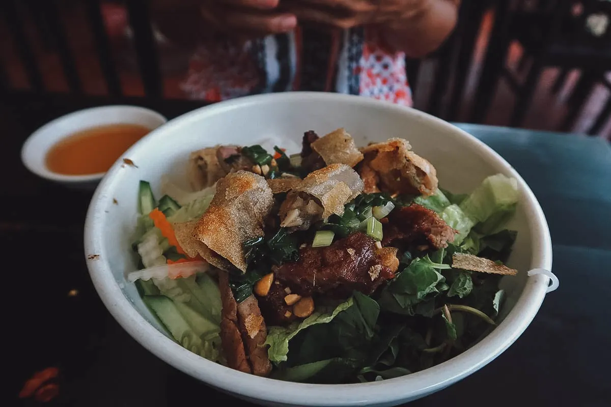 Bun thit nuong at a restaurant in Da Nang