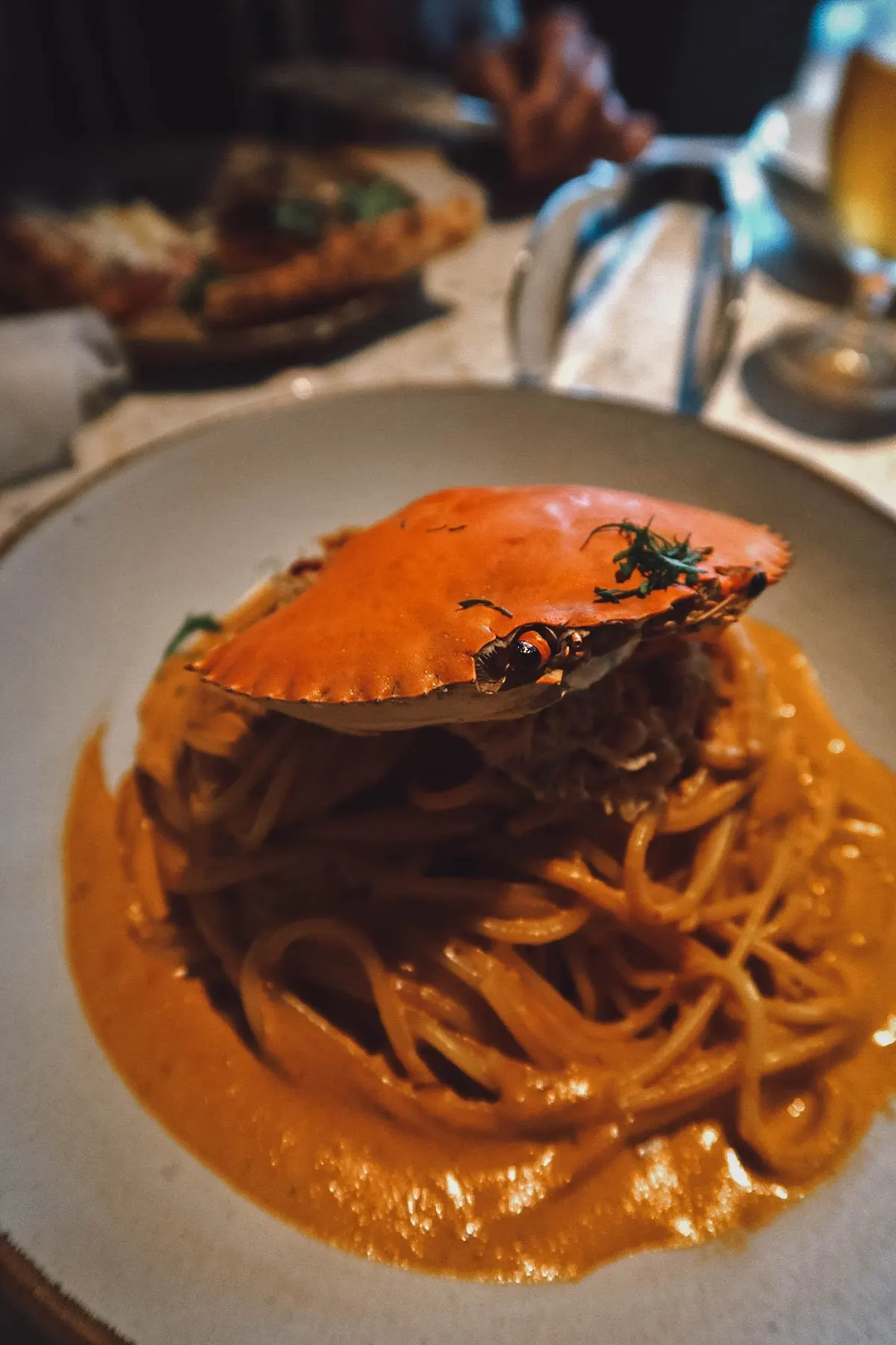 Crab pasta at a restaurant in Da Nang