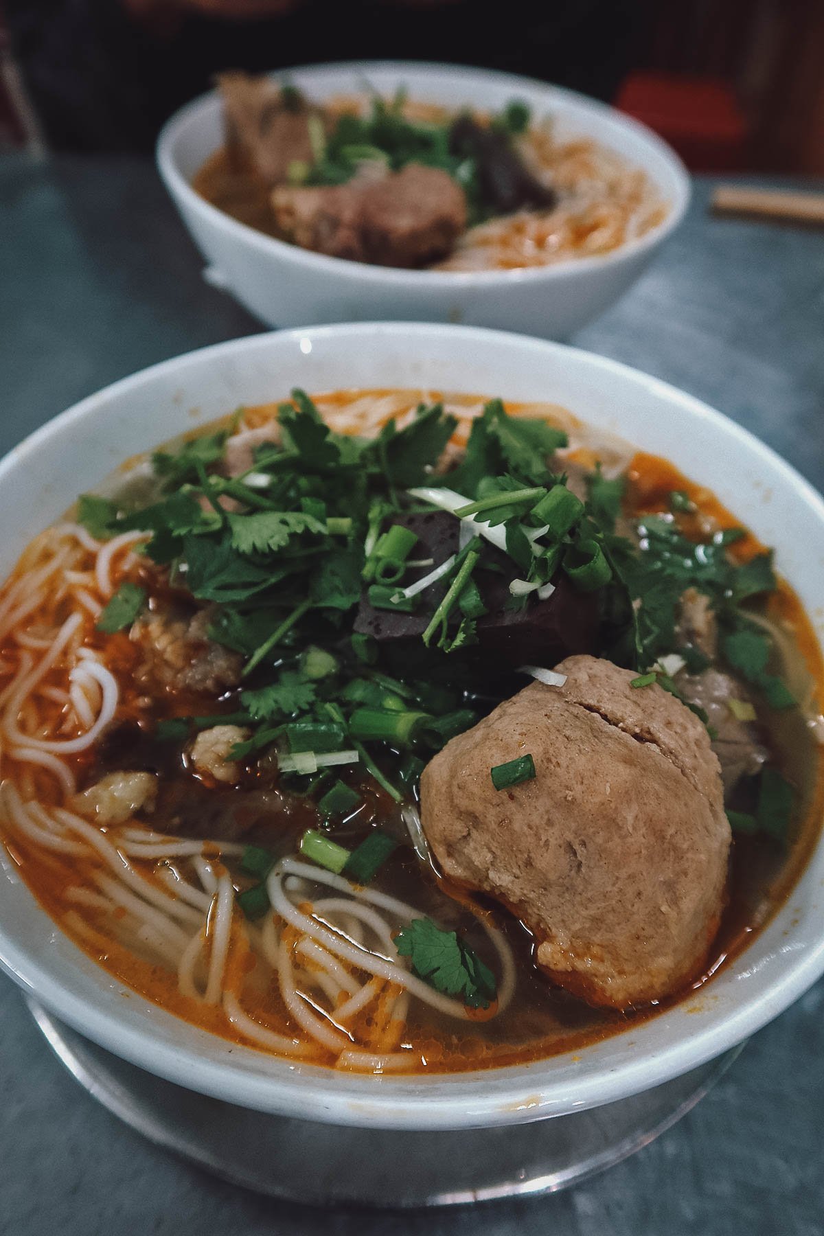 Bun bo at a restaurant in Da Nang