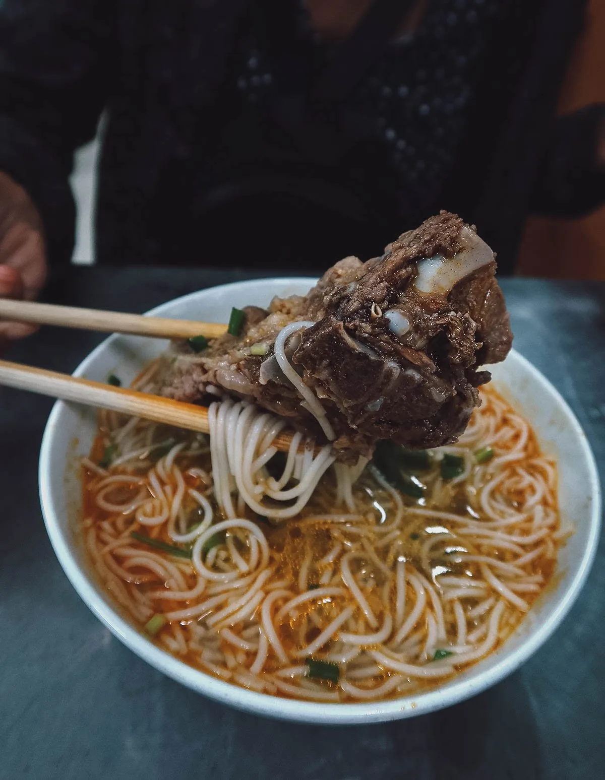 Bun bo at a restaurant in Da Nang