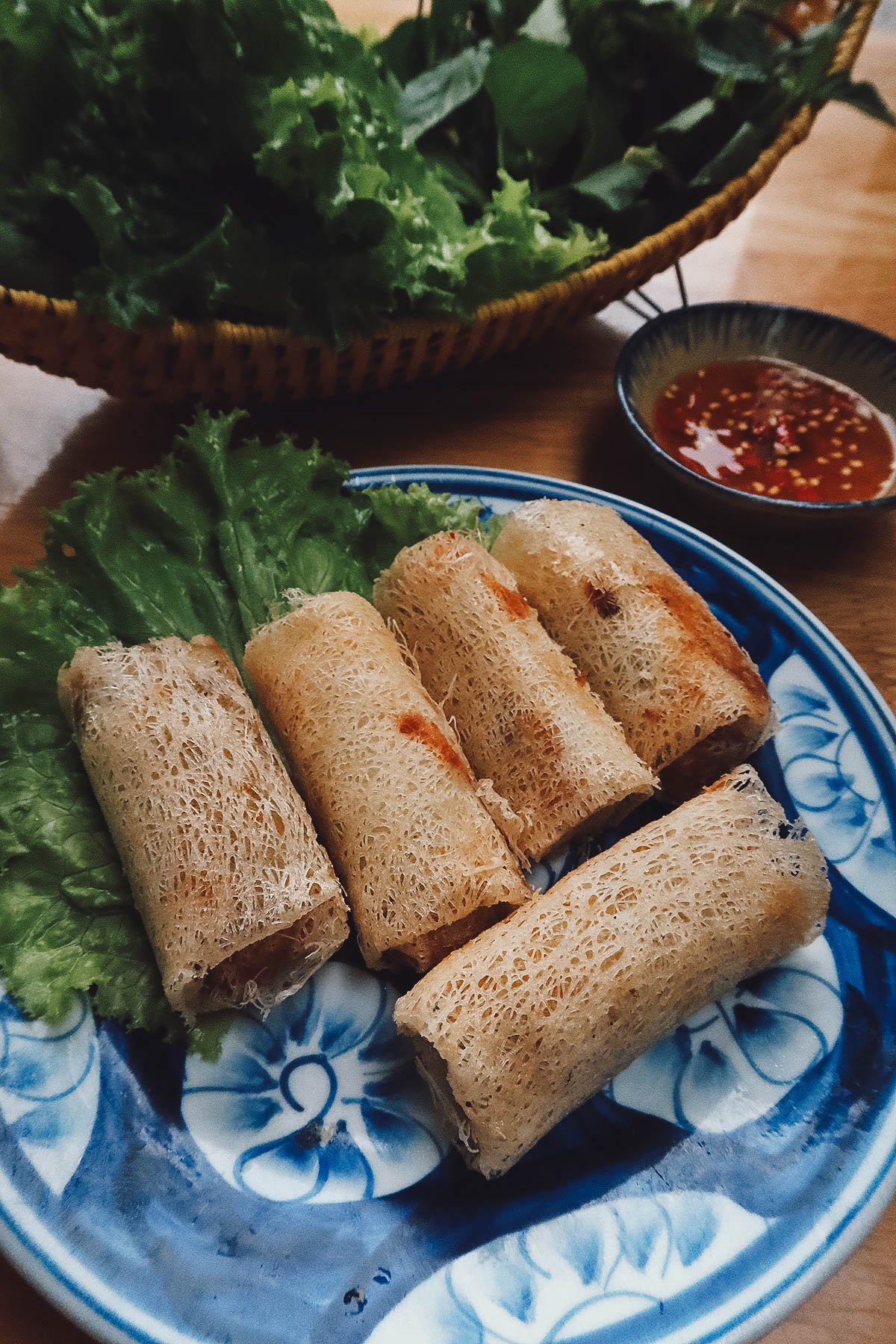 Fried spring rolls at a restaurant in Da Nang