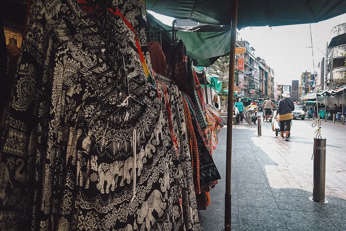 Elephant pants for sale at Banglamphu Market in Bangkok