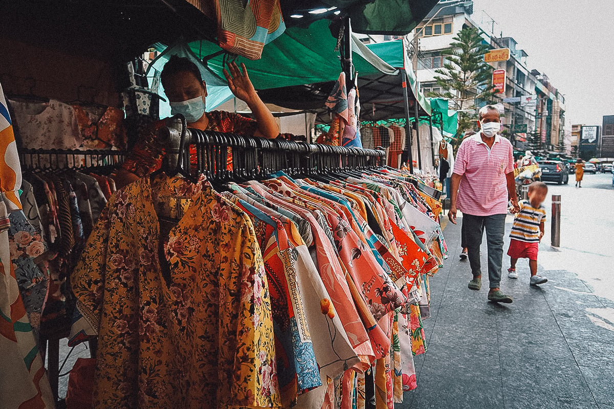 Clothing for sale at Banglamphu Market in Bangkok