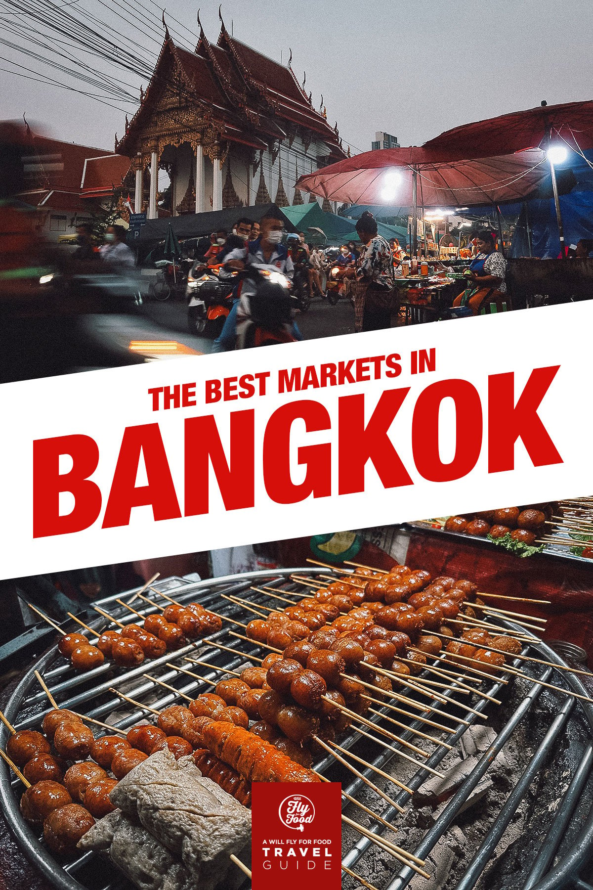 Street food at a night market in Bangkok