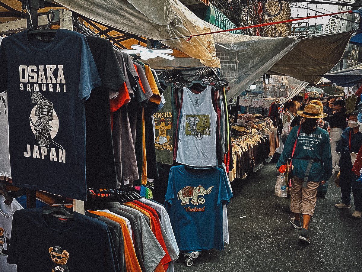 Shirts for sale at Pratunam Night Market in Bangkok