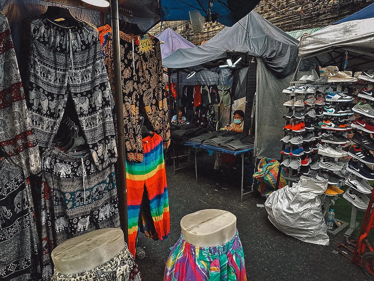 Elephant pants for sale at Pratunam Night Market in Bangkok