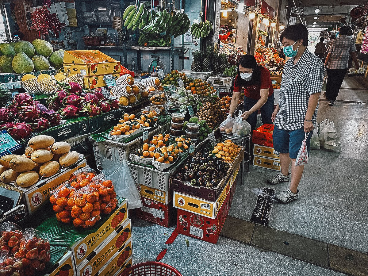 Fruits for sale at Sam Yan Market in Bangkok