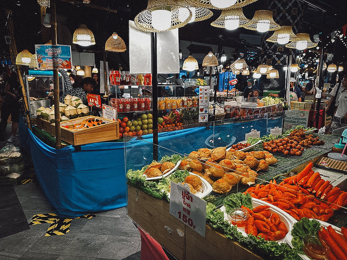 Food for sale at Sooksiam floating market in Bangkok