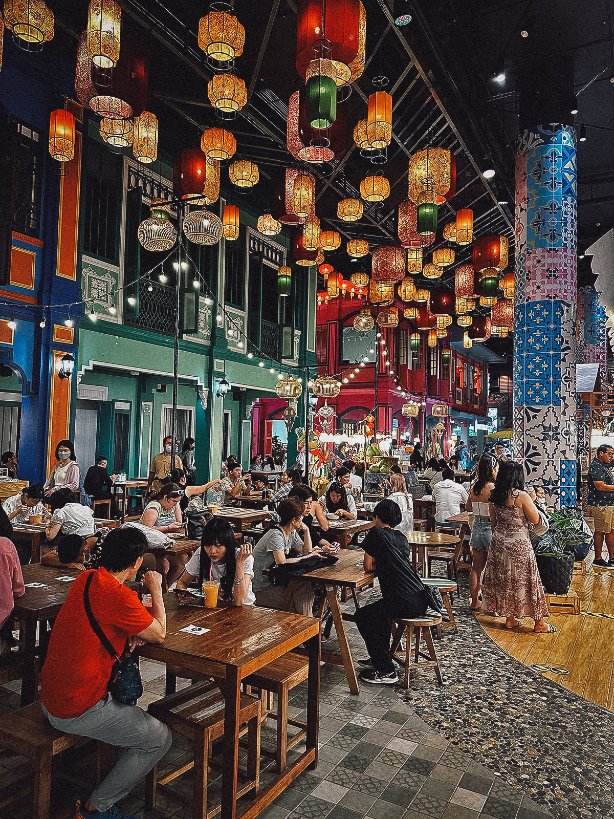 Dining area at Sooksiam floating market in Bangkok