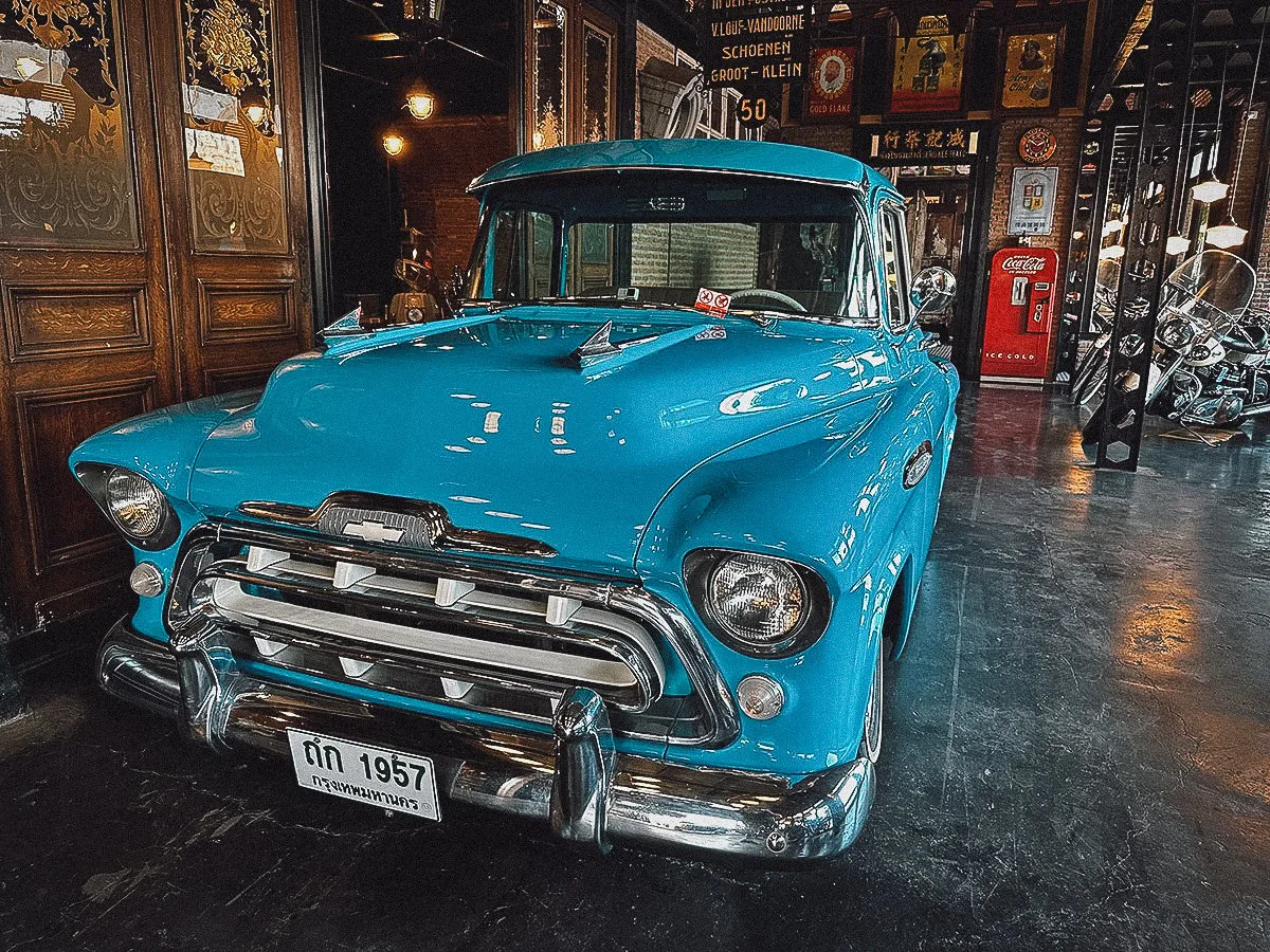 Vintage truck at Train Night Market Srinakarin in Bangkok