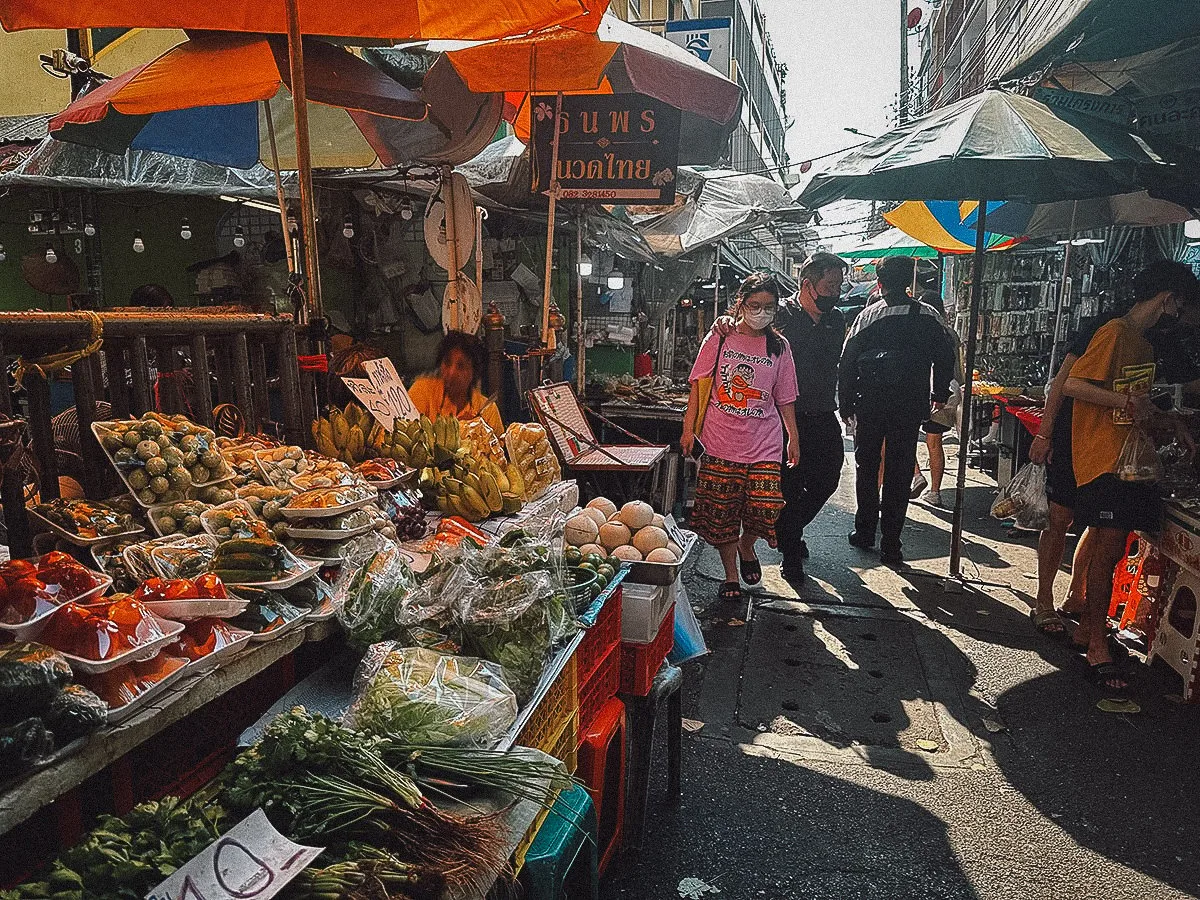 Fresh produce for sale at Wang Lang Market in Bangkok