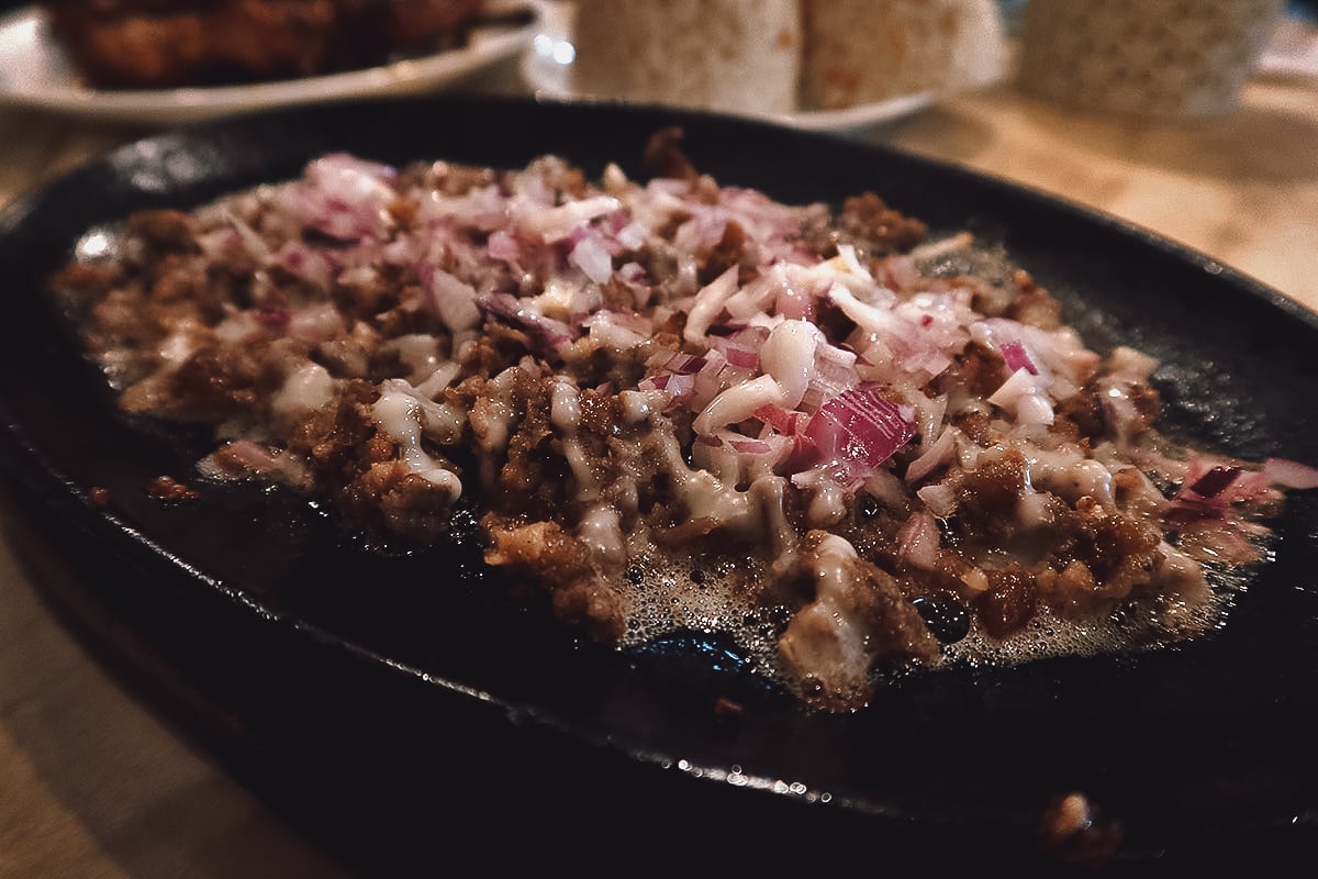Pork sisig at a restaurant in Metro Manila